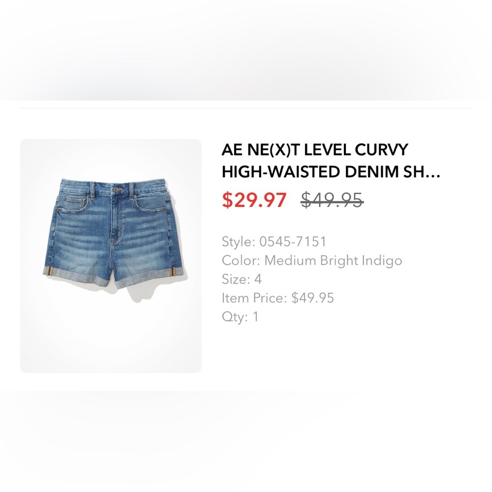American Eagle Curvy High Waisted Denim Shorts
